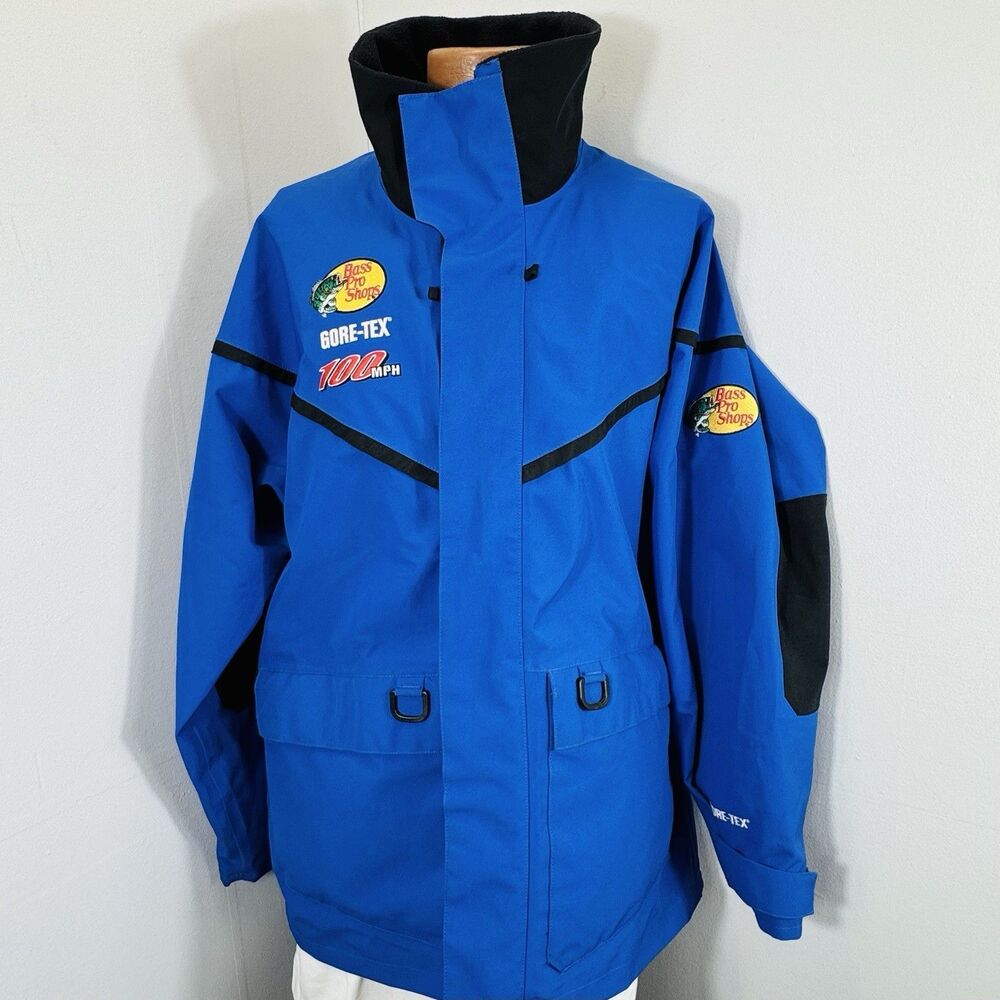 Bass Pro Shop Sz XL Gore-Tex 100MPH Jacket Waterproof Rain Blue NWOT no Hood